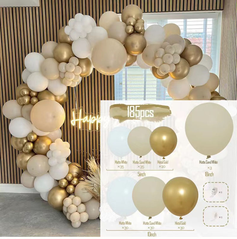 185pcs Sand White Balloon Garl