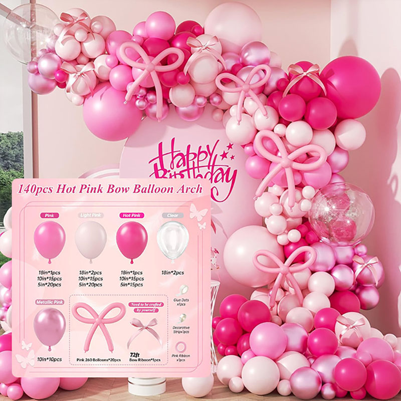 140PCS Girl Lush Pink Balloons