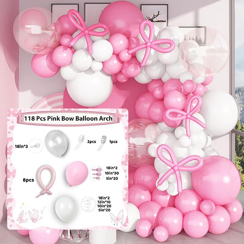 Pink Bow Balloon Garland Kit f